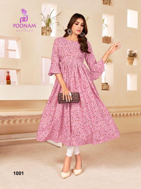 Poonam Crush Print Designer Printed Long Kurti